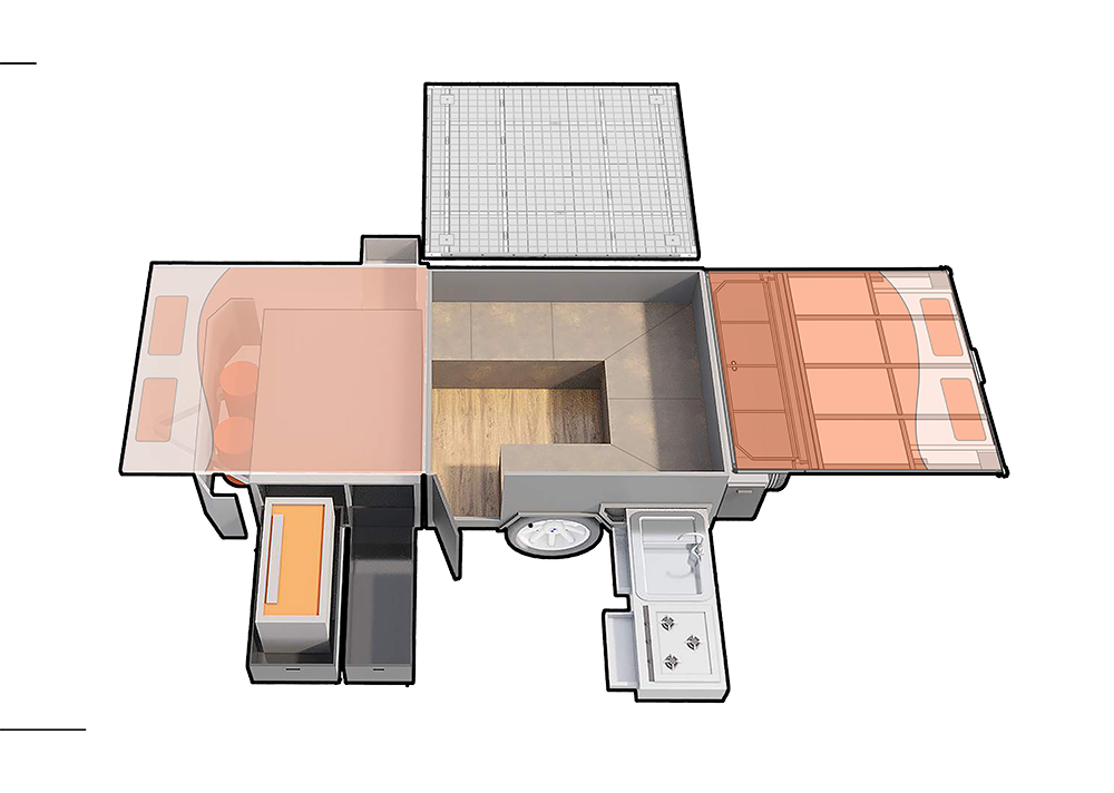 Forward Folding/Rear Slide Camper Trailer